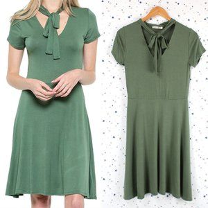 Bow Tie Neck Dress Sage Green